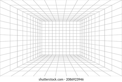 Empty futuristic digital box room.  Vector illustration. Eps 10.