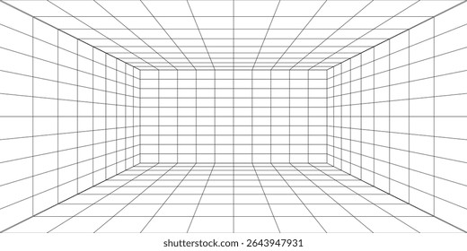 Empty futuristic digital box room. Vector illustration.
