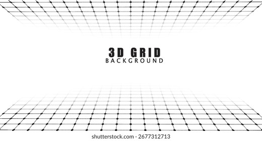 Vazio futurista caixa digital quarto fundo branco com superfície de cor de linha de espaço de grade preta. EPS 10