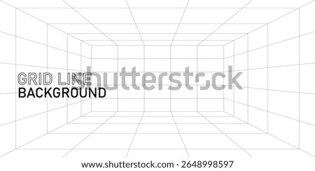 Empty futuristic digital box room white background with black grid space line color surface. EPS 10
