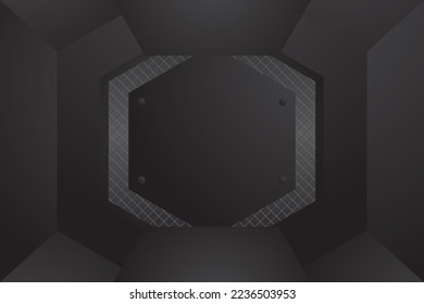 Empty futuristic digital room grey-black background with shape.sci-fi, wireframe, game and related to background.