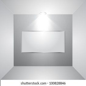 Empty gallery wall with light. Vector