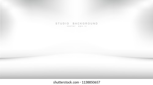 Empty gallery wall with lights for images and advertisement. Studio showcase room background, empty space, can use for display your products. illustration Vector EPS 10