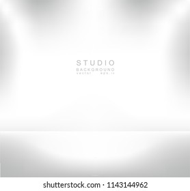 Empty gallery wall with lights for images and advertisement. Studio showcase room background, empty space, can use for display your products. illustration Vector EPS 10