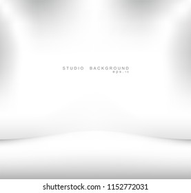Empty gallery wall with lights for images and advertisement. Studio showcase room background, empty space, can use for display your products. illustration Vector EPS 10