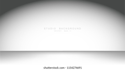 Empty gallery wall with lights for images and advertisement. Studio showcase room background, empty space, can use for display your products. illustration Vector EPS 10