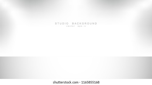 Empty gallery wall with lights for images and advertisement. Studio showcase room background, empty space, can use for display your products. illustration Vector EPS 10