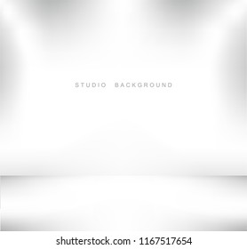 Empty gallery wall with lights for images and advertisement. Studio showcase room background, empty space, can use for display your products. illustration Vector EPS 10