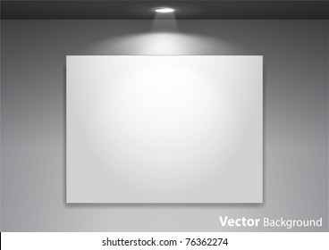 Empty gallery wall with lights for images and advertisement. Fully editable eps10