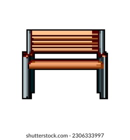 empty garden outdoor bench game pixel art retro vector. bit empty garden outdoor bench. old vintage illustration