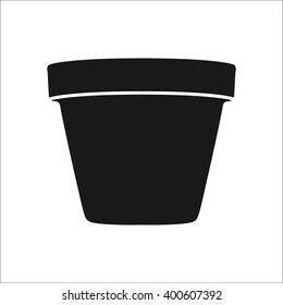 Empty garden pot sign black simple icon on  background