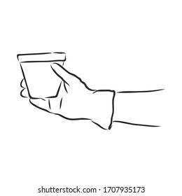 Bota de jardinería vacía, maceta de flor vacía en boceto vectorial de mano