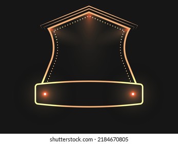 Empty Geometric Frame Or Badge On Black Background.