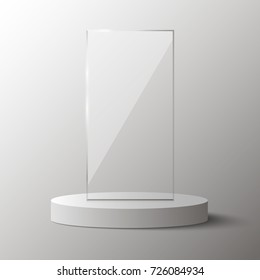 Empty Glass Award Isolated, Transparent Trophy Template. Vector Element, Eps10