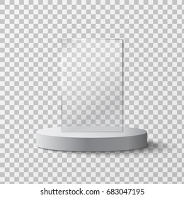 Empty glass award isolated, trophy template on a transparent background. Vector element, eps10