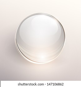 Empty Glass Ball On Light Background, Vector.