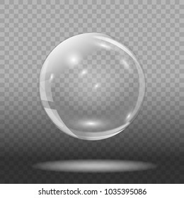 Leere Glaskugel auf transparentem Hintergrund. Transparente Glaskugel. Vektorgrafik.