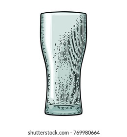 Empty glass beer. Vector color vintage engraving isolated on white background. Hand drawn illustration.