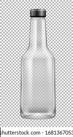 Empty glass bottle with lid on transparent background illustration