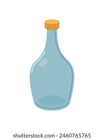 An empty glass bottle for storing various types of liquids.