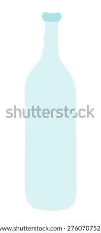 Empty glass bottle, wine bottle illustration isolated. Liquid, water, beer, alcohol container. Garbage, waste sorting, ecology, sustainability. Flat design, clip art element hand drawn vector