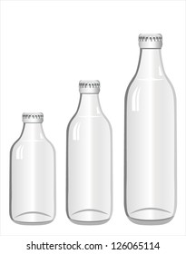 Empty glass bottles collection, isolated