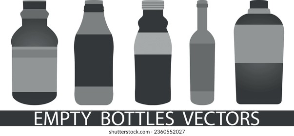 Vector de botellas de vidrio vacías. Vector de botella.