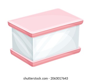 Empty glass box, transparent showcase with lid vector illustration