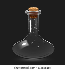 Empty glass chemistry or magic potion bottle. Vector illustration. Var 1