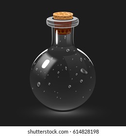 Empty glass chemistry or magic potion bottle. Vector illustration. Var 4