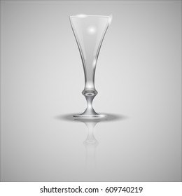 Empty glass cup on mirror Vector illustration