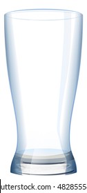 Empty glass cup for water. Isolated on white vector illustration