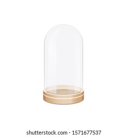 Empty Glass Dome isolated on white background.