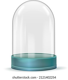 Empty Glass Dome Mockup. Realistic Display Cover Isolated On White Background