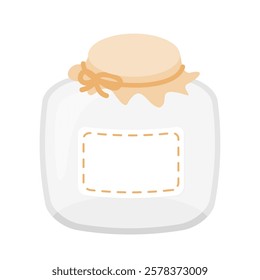 Empty glass fruit jam bottle cartoon illustration