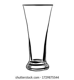 empty glass hand drawn beer glass vector illustration on white background