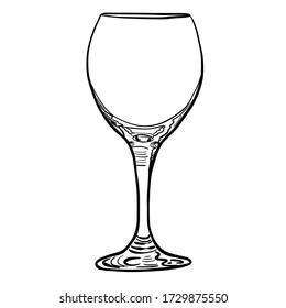 Empty Glass Hand Drawn Red Wine Glass Vector Illustration On White Background