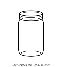 Empty glass jar icon. Line vector illustration isolated on white background.