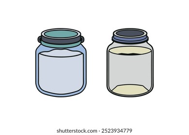 Ícone de jarra de vidro vazio - ilustração vetorial clipart de linha simples para design de decoração e armazenamento