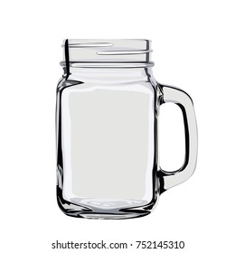 Empty glass jar isolated on white background. Vector illustration.