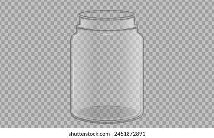 Empty glass jar on a transparent background.
