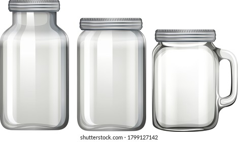 Empty glass jar on white background illustration