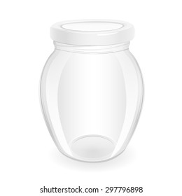 An empty glass jar on a white background. Eps 10.