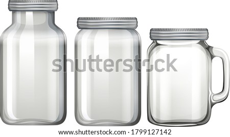 Empty glass jar on white background illustration