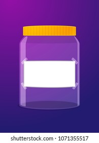 Empty Glass Jar in Purple Background