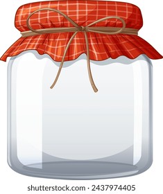 Empty glass jar with a red checkered lid