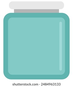 Empty glass jar with screw cap flat vector illustration isolated on white background.