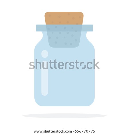 Empty Glass jar with stopper vector flat material design isolated on white