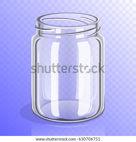 Empty glass jar without lid template mockup, 3D illustration container collection isolated on transparent background