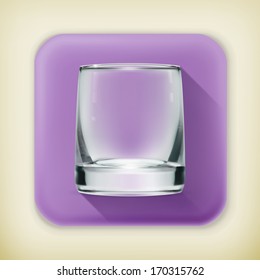 Empty glass, long shadow vector icon